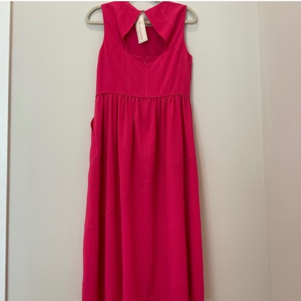 Shoshanna Midi Pink Dress Sz10 NWT has pockets! - Picture 3 of 7